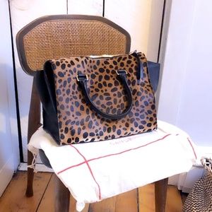 Clare V. Sandrine Leopard Haircalf Bag EUC